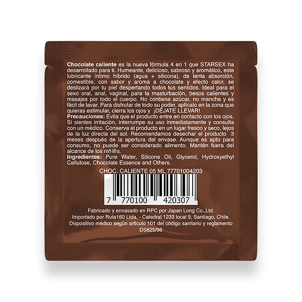 Sachet Lubricante 4 en 1 Chocolate Caliente 5ml