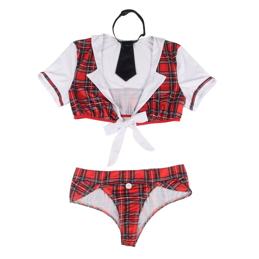 Disfraz De Colegiala En Conjunto Con Peto Tapado XL