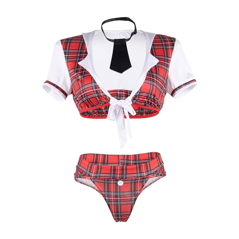 Disfraz De Colegiala En Conjunto Con Peto Tapado XL