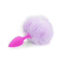 Dilatador Anal Siliconado Fucsia S Con pompón Lila