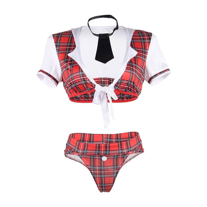 Disfraz De Colegiala En Conjunto Con Peto Tapado XL
