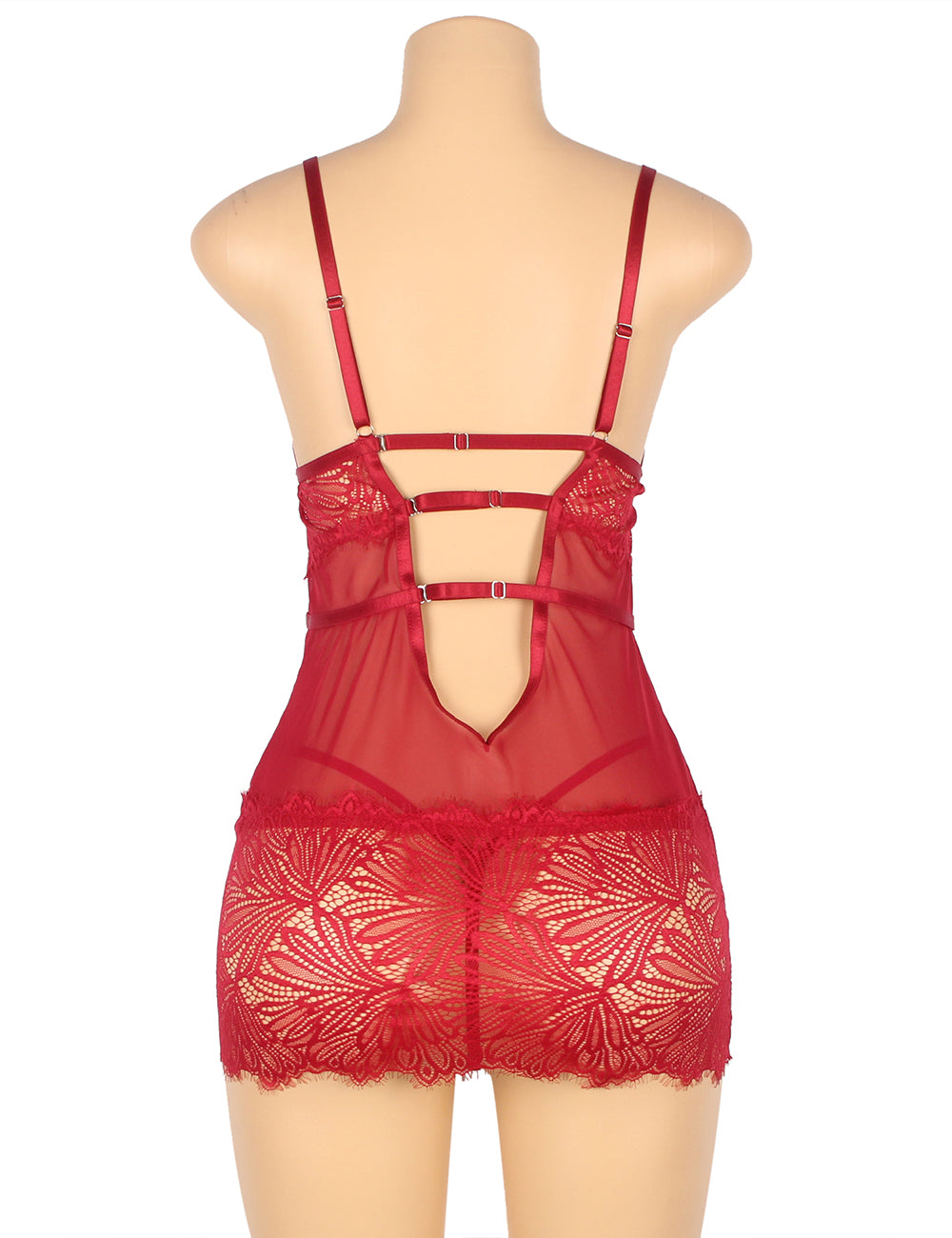 Babydoll De Diseño Ajustado En Burdeos XXXL