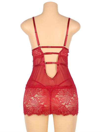 Babydoll De Diseño Ajustado En Burdeos XXXL